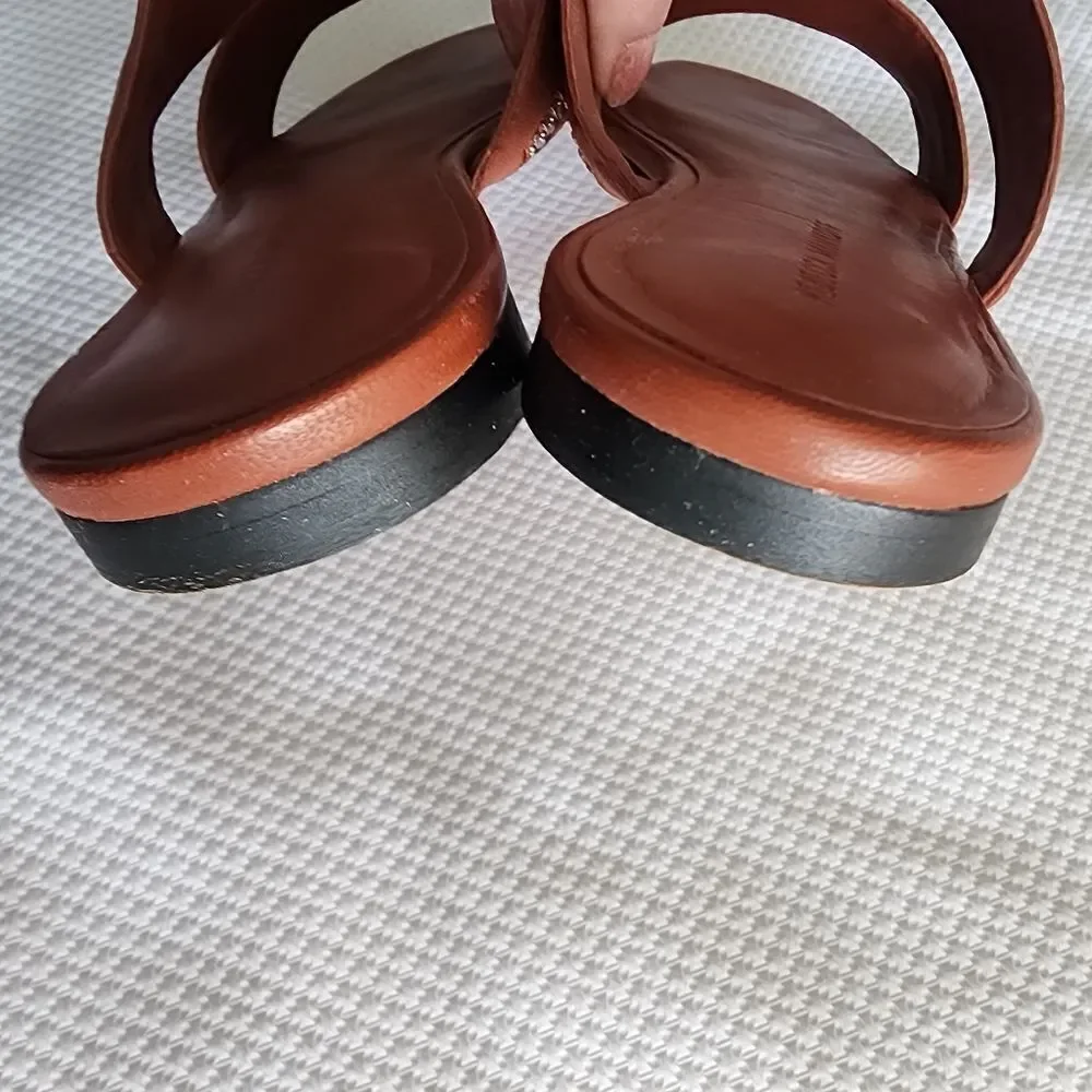 Rebecca Minkoff Marciann Brown Sandals with Silver Zipper